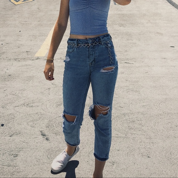 pacsun torn blue mom jeans